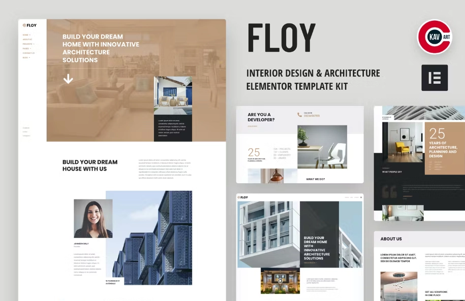 Floy Interior Design & Architecture Elementor Template Kit