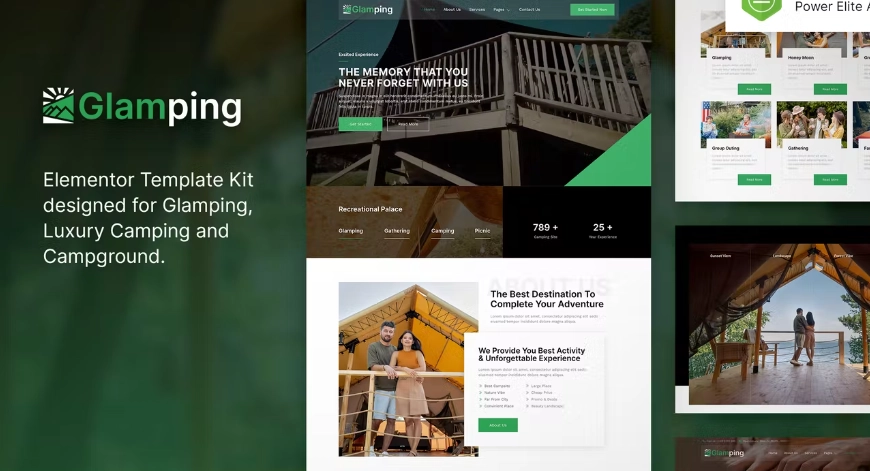 Glamping – Luxury Camping & Campground Elementor Template Kit