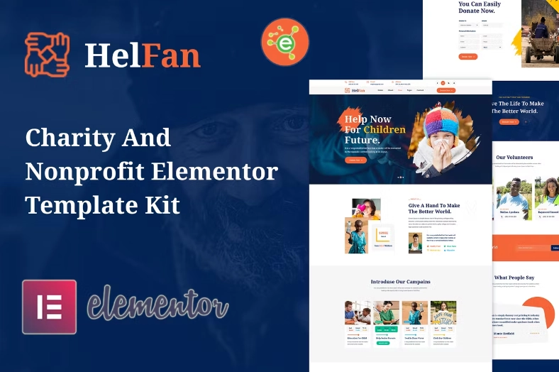 Helfan Charity And Nonprofit Elementor Template Kit