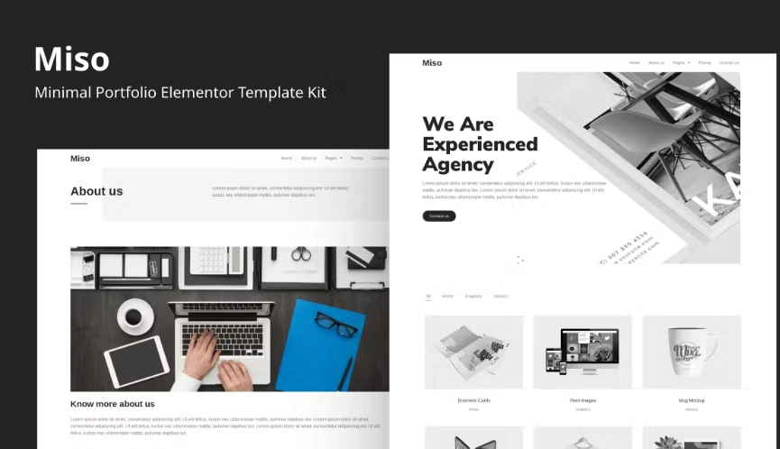 Miso Minimal Portfolio Elementor Template Kit