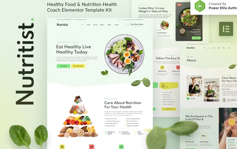 Nutritist – Healthy Food & Nutrition Coach Elementor Template Kit