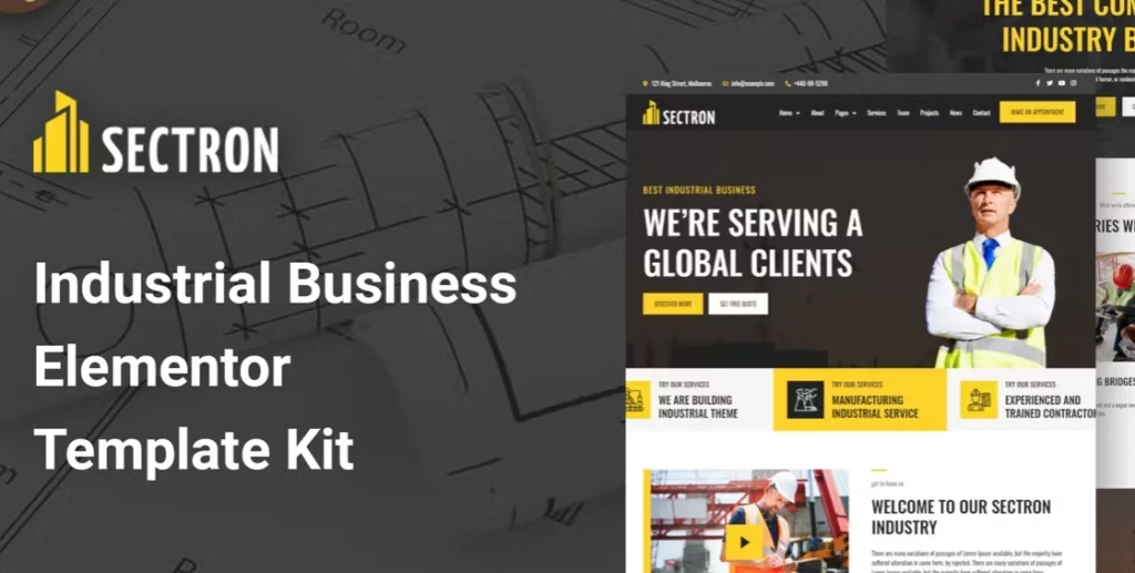 Sectron – Industrial Business Elementor Template Kit