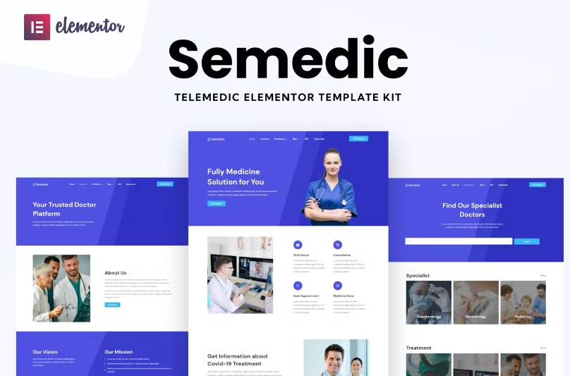 Semedic Doctor Telehealth Elementor Template Kit