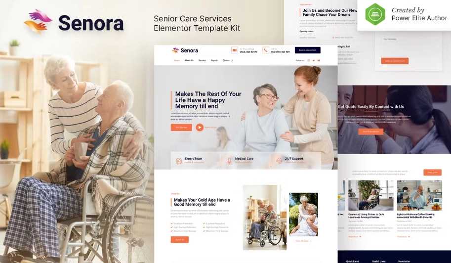 Senora – Senior Care Services Elementor Template Kit