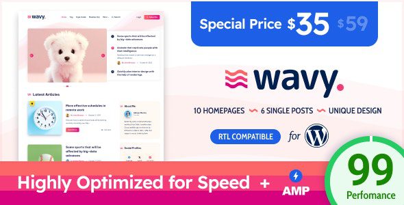 Wavy – Modern & Lightweight Blog for WordPress
