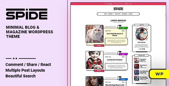 Spide – Personal Blog & Magazine WordPress Theme