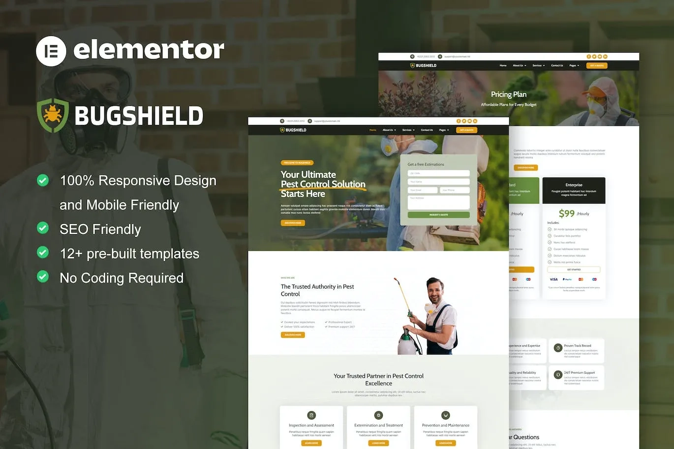 BugShield – Pest Control Service Elementor Pro Template Kit