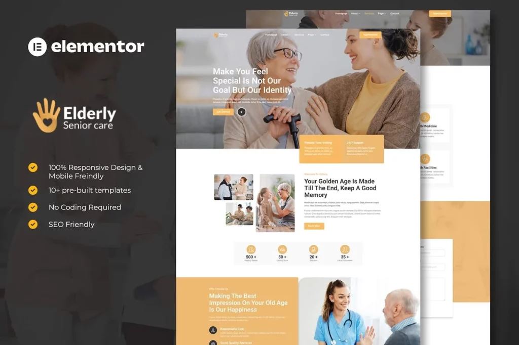 Elderly – Senior Care Services Elementor Template Kit