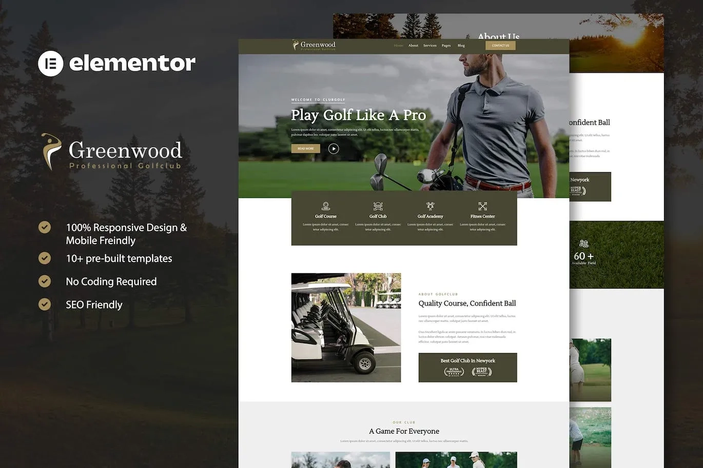 Greenwood – Golf Club & Academy Elementor Template Kit