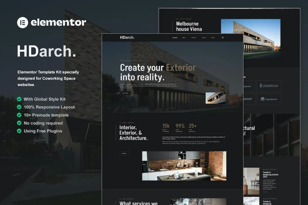 HDarch – Architecture & Interior Elementor Template Kit