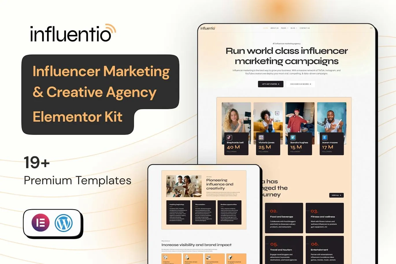 Influentio Influencer Influentio – Marketing & Creative Agency Elementor Pro Template Kit