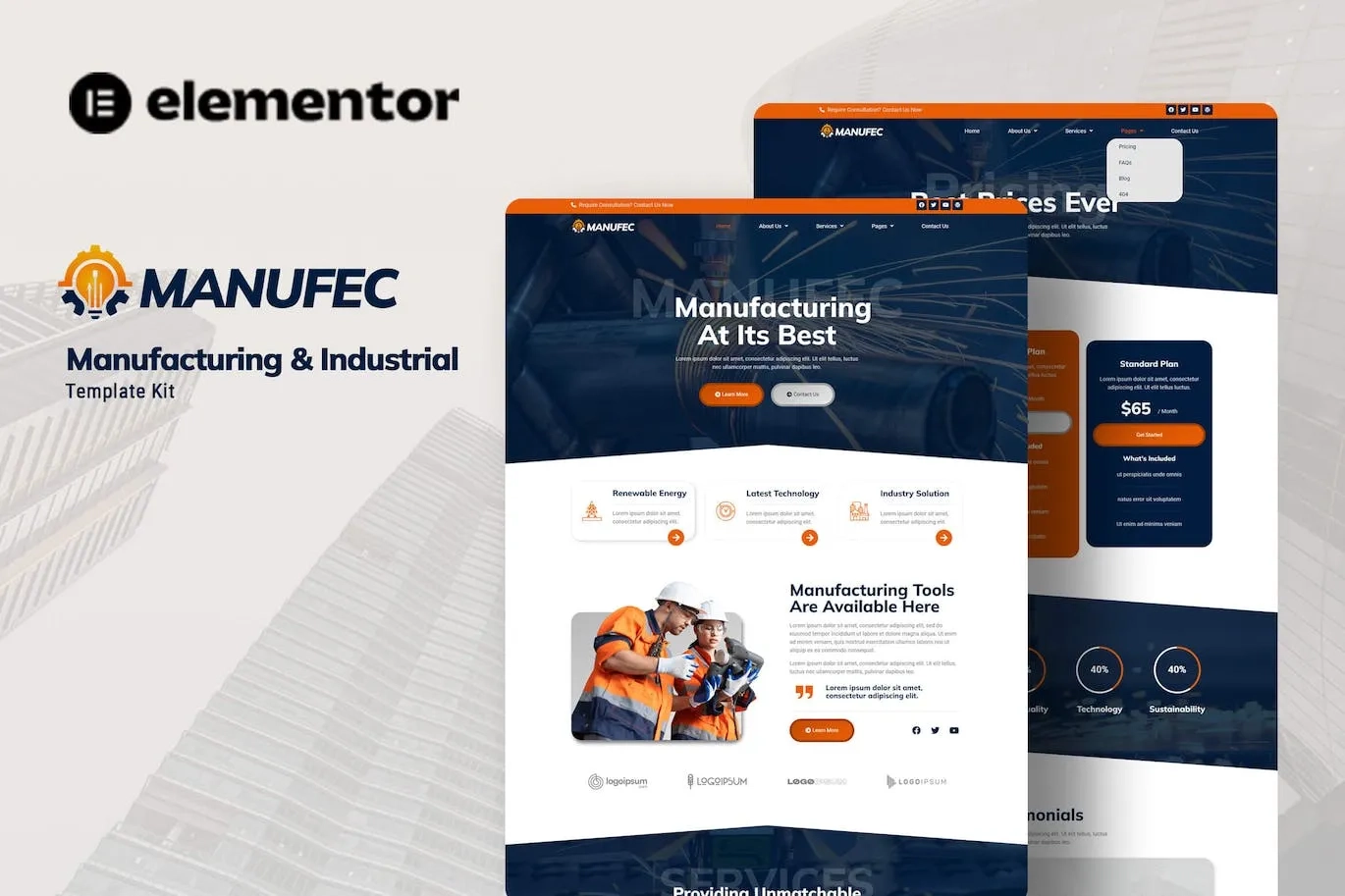 Manufec – Manufacturing & Industrial Elementor Template Kit