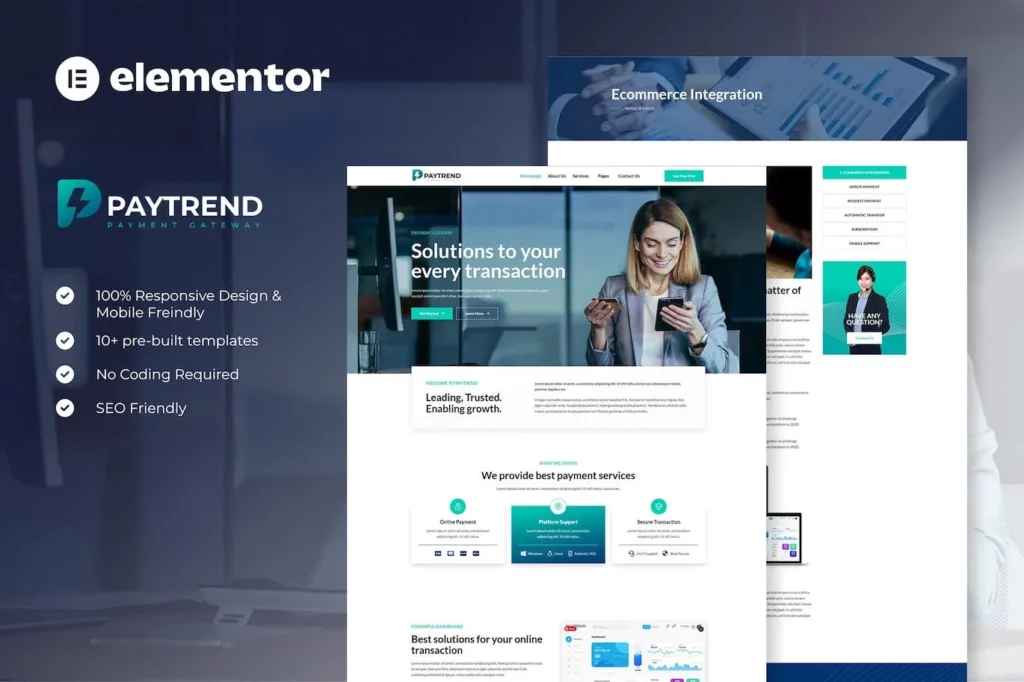 Paytrend – Online Payment Gateaway Elementor Template Kit