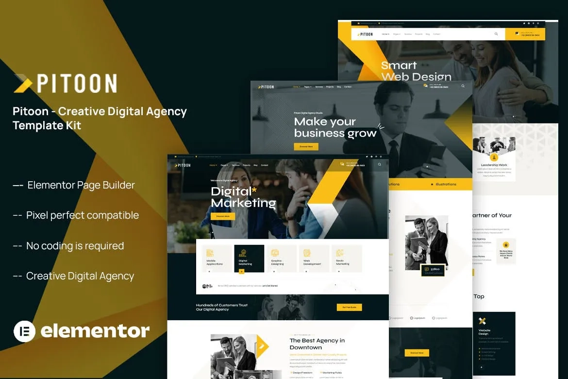 Pitoon – Creative Digital Agency Elementor Template Kit