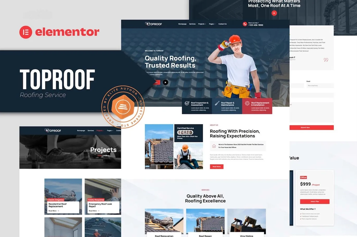 Toproof – Roofing Service Elementor Template Kit