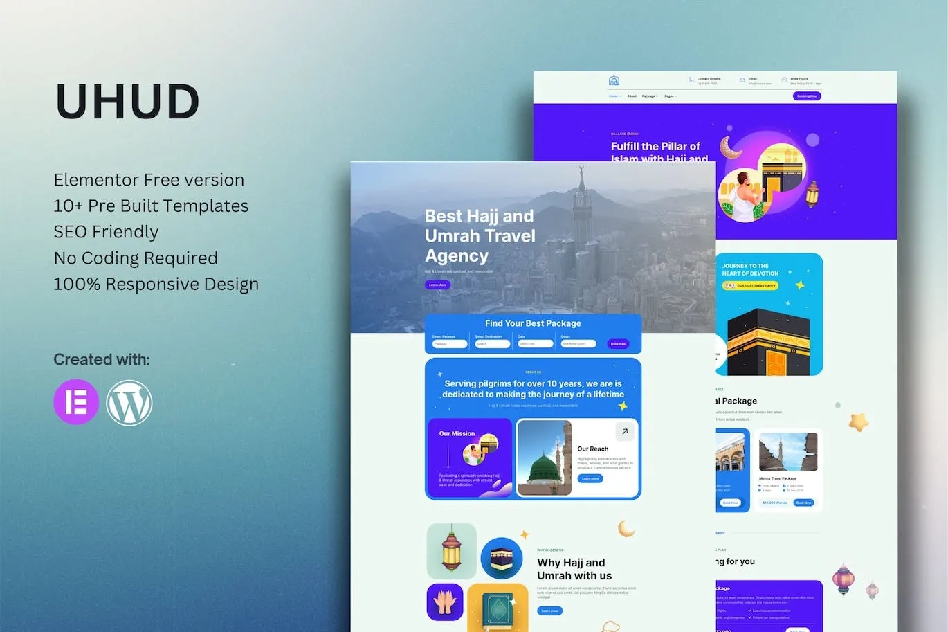 Uhud – Hajj & Umrah Tour Travel Elementor Template Kit