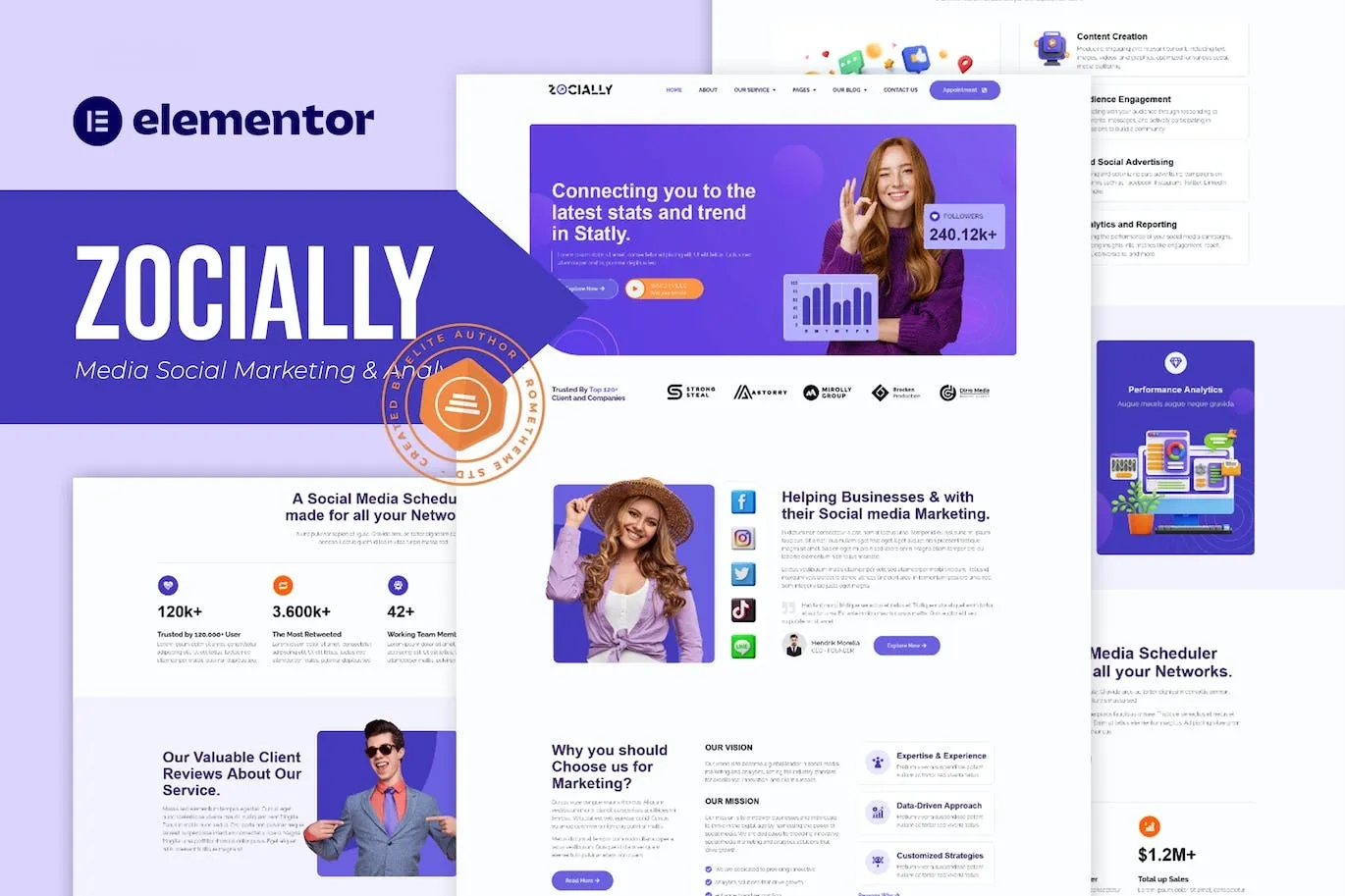 Zocially – Social Media Marketing & Analythic Elementor Template Kit