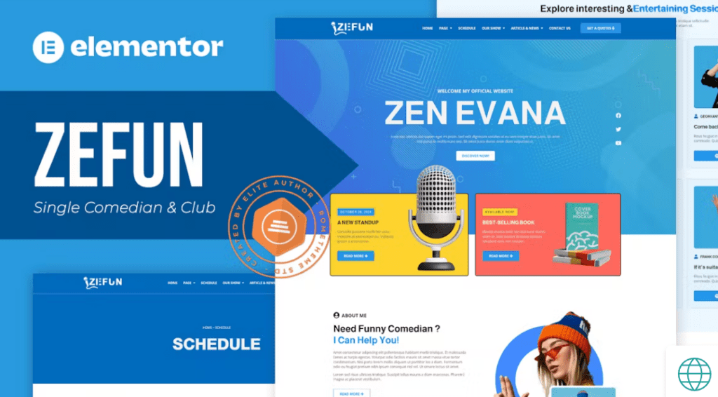 Zefun – Comedian & Entertainer Elementor Template Kit