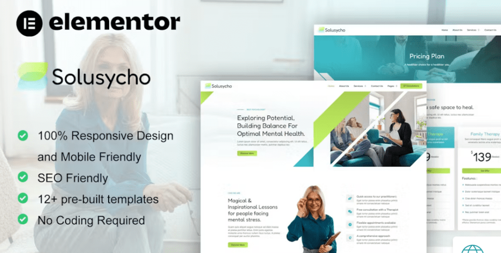 Solusycho – Psychology & Mental Health Elementor Template Kit