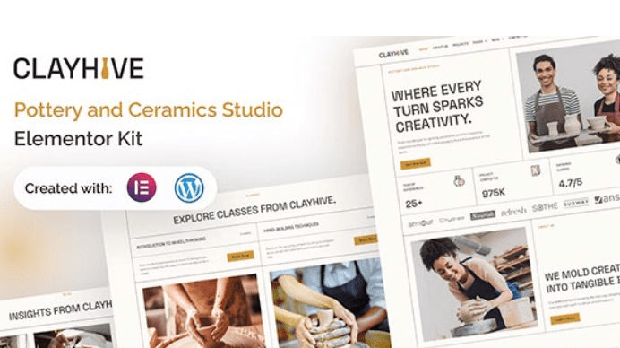 ClayHive – Pottery &amp; Ceramics Studio Elementor Kit