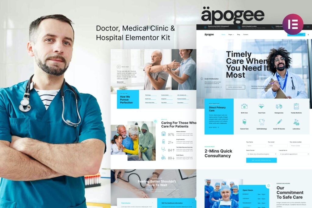 Apogee — Medical Clinic &amp; Hospital Elementor Template Kit