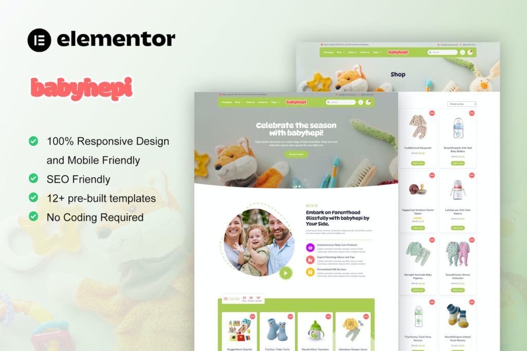 BabyHepi – Kids Store &amp; Baby Shop Elementor Template Kit
