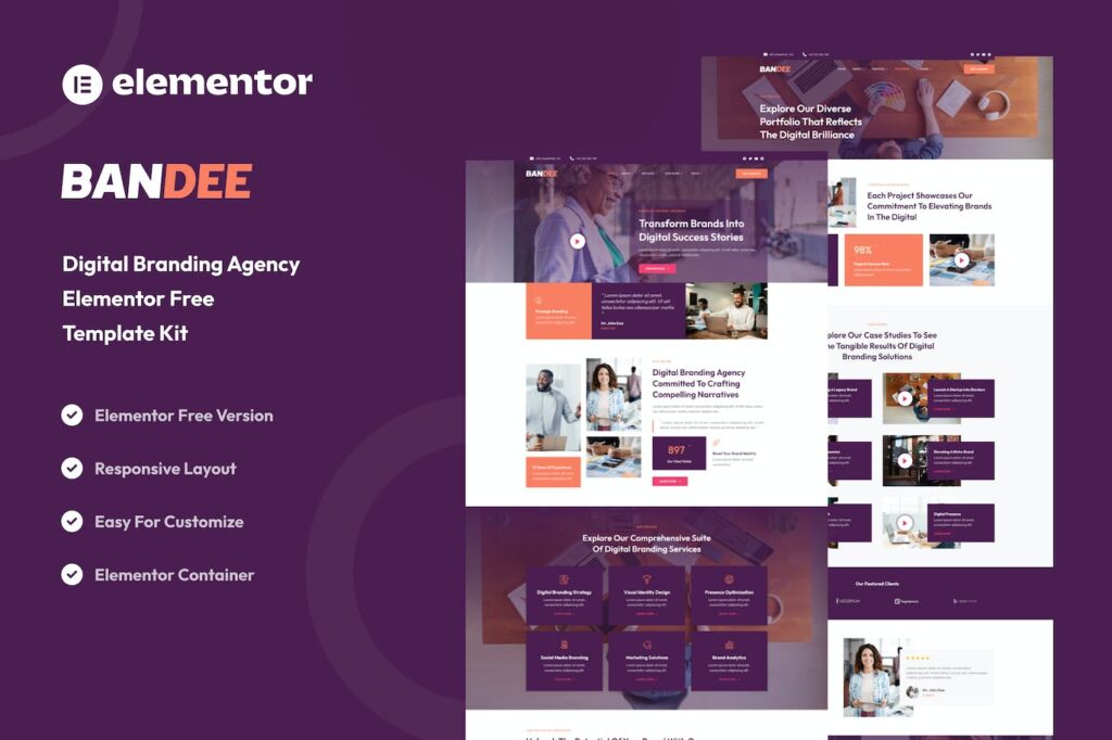 Bandee – Digital Branding Agency Elementor Template Kit
