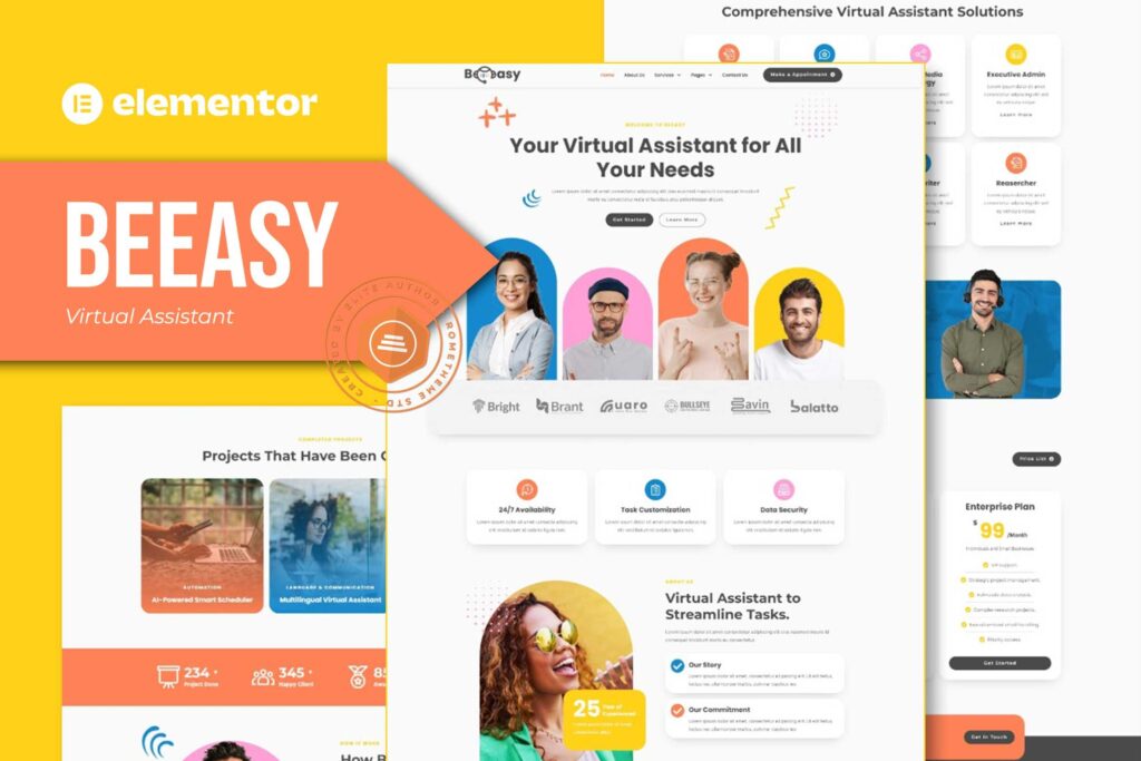 Beeasy – Virtual Assistant Elementor Pro Template Kit