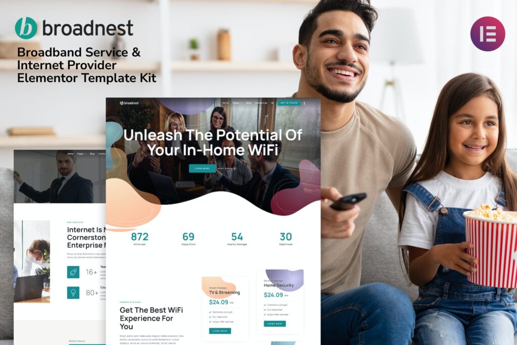 Broadnest – Broadband Service &amp; Internet Provider Template Kit