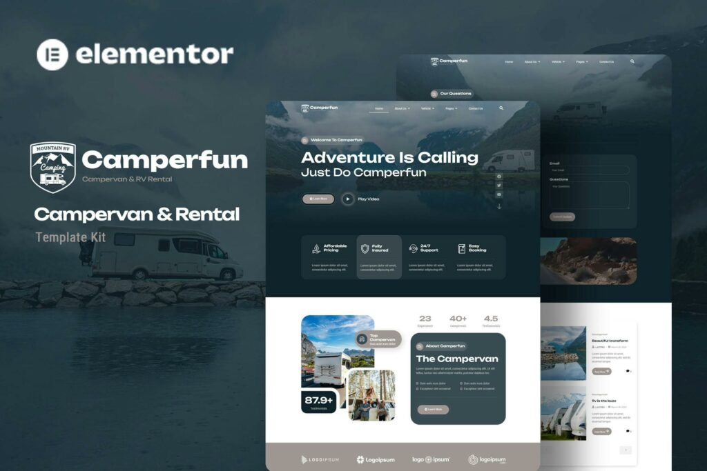 Camperfun – Campervan &amp; Rental Elementor Template Kit