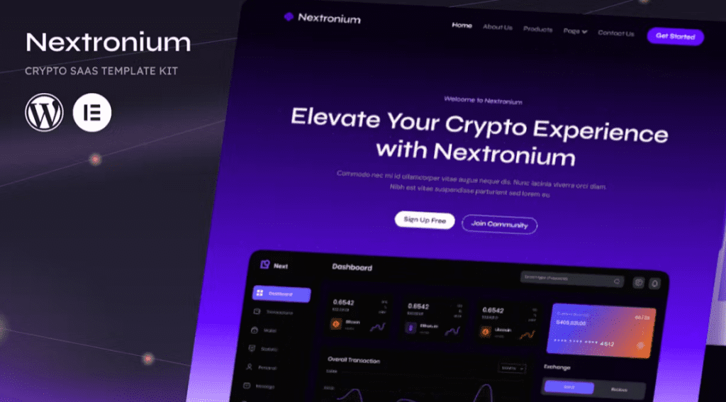 Nextronium – Crypto SaaS Elementor Template Kit