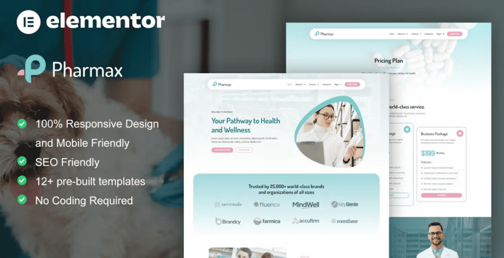 Pharmax – Pharmacy &amp; Medical Elementor Pro Template Kit