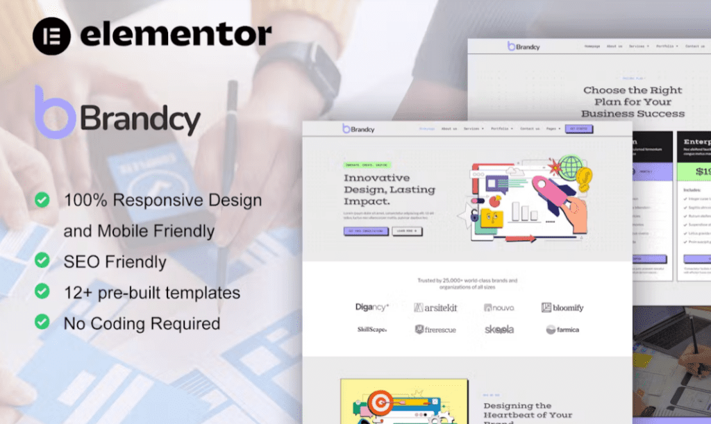 Brandcy – Branding &amp; Digital Marketing Agency Elementor Template Kit