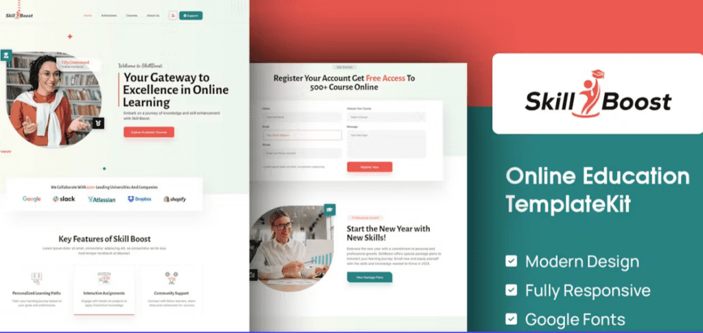 Skill Boost – Online Education Elementor Template Kit