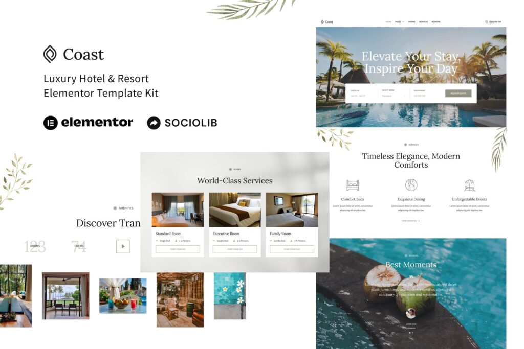 Coast – Luxury Hotel &amp; Resort Elementor Template Kit
