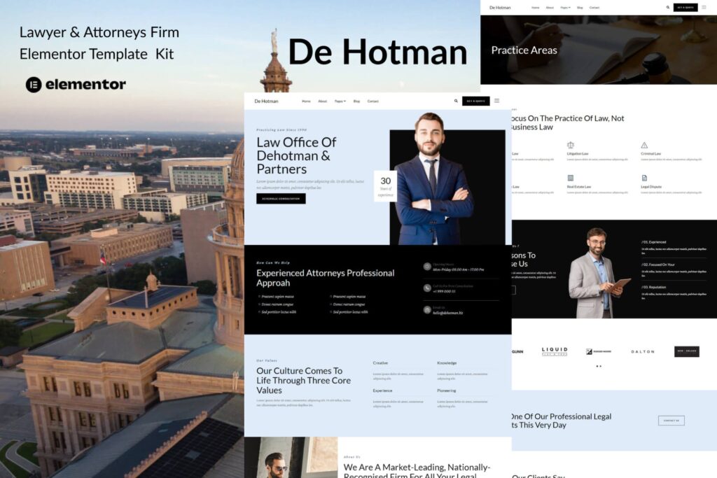 DeHotman – Laywer &amp; Attorney Firm Elementor Template Kit