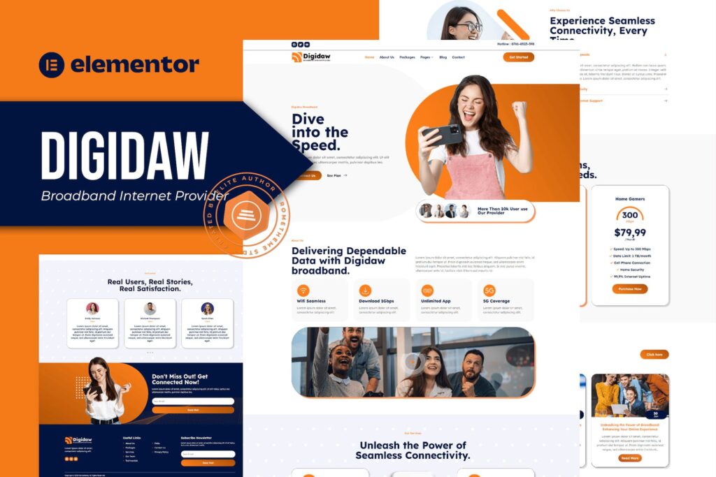 Digidaw – Broadband Internet Services Provider Elementor Template Kit