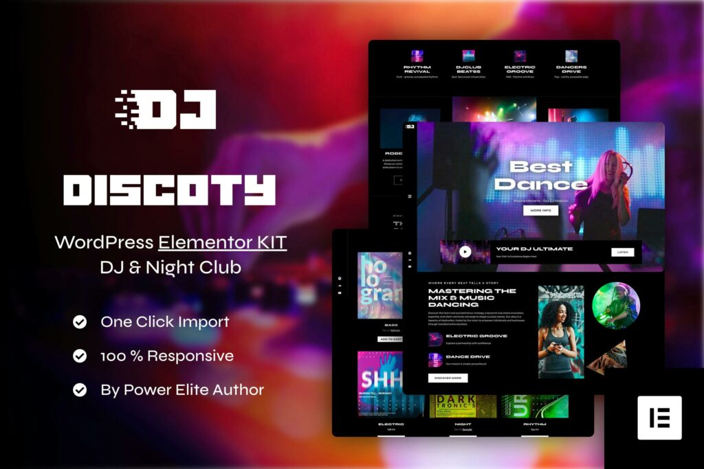 Discoty – DJ &amp; Night Club Elementor Pro Template Kit