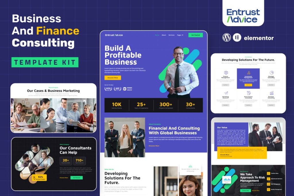 Entrust Advice – Business &amp; Finance Consulting Elementor Template Kit