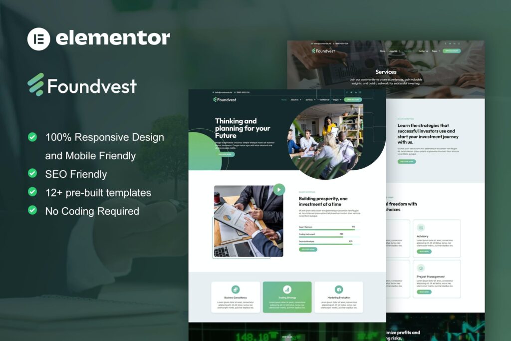 FoundVest – Finance &amp; Investment Elementor Pro Template Kit