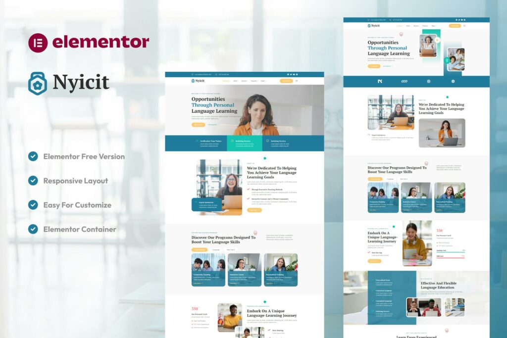 Nyicit – Language Course &amp; Learning Center Elementor Template kit