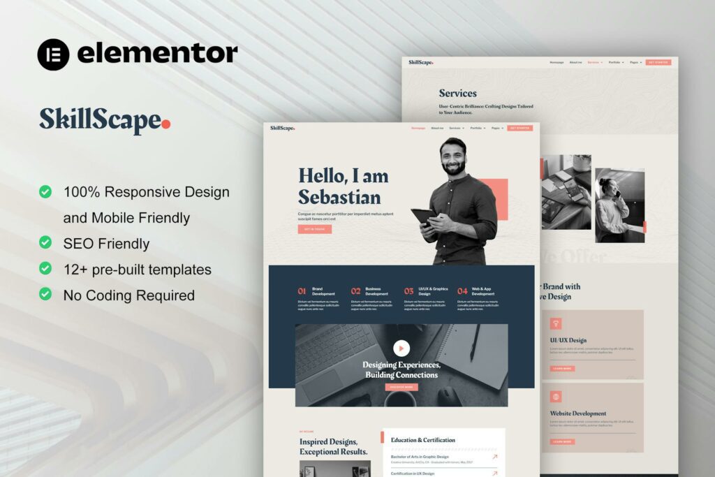 SkillScape – Creative Agency &amp; Portfolio Elementor Template Kit