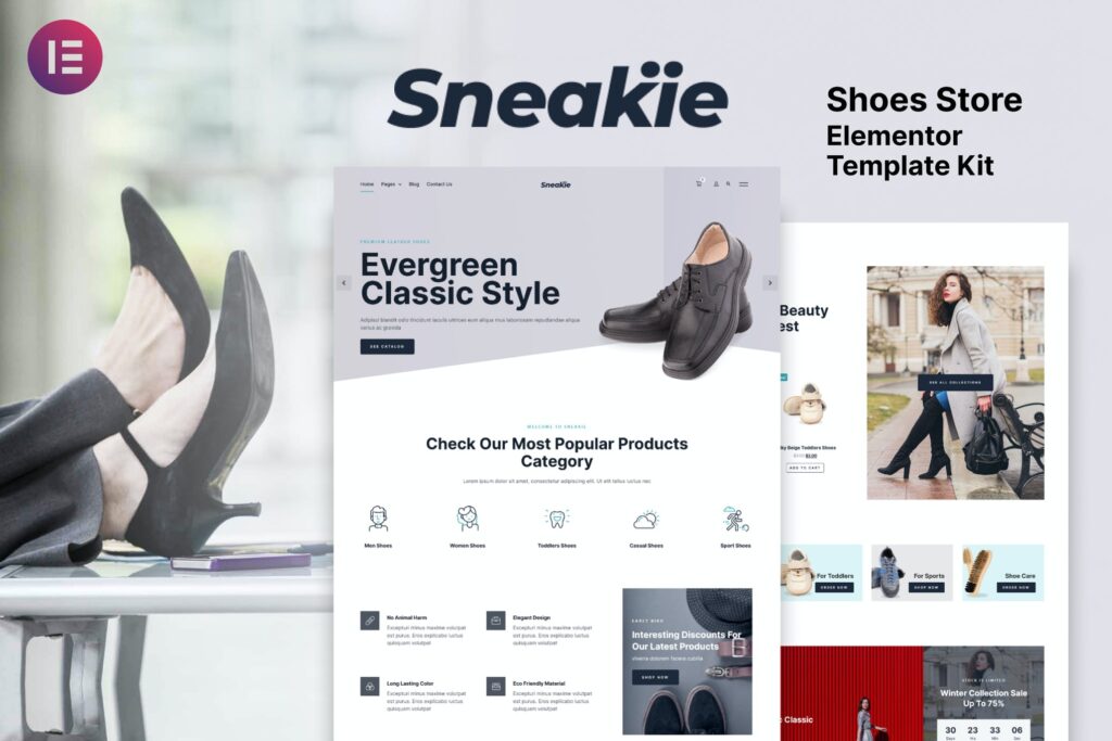 Sneakie – Shoes Store WooCommerce Elementor Template Kit