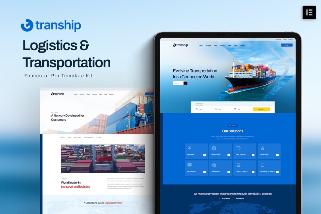 Tranship – Logistics &amp; Transportation Services Elementor Template Kit