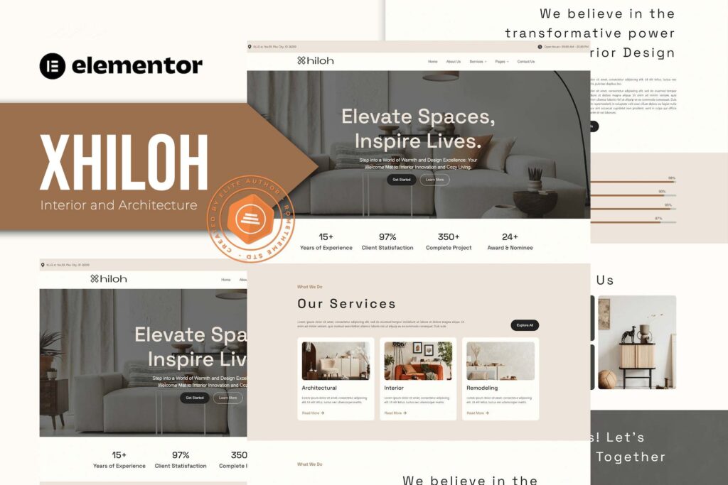 Xhiloh – Interiors &amp; Architecture Elementor Template Kit