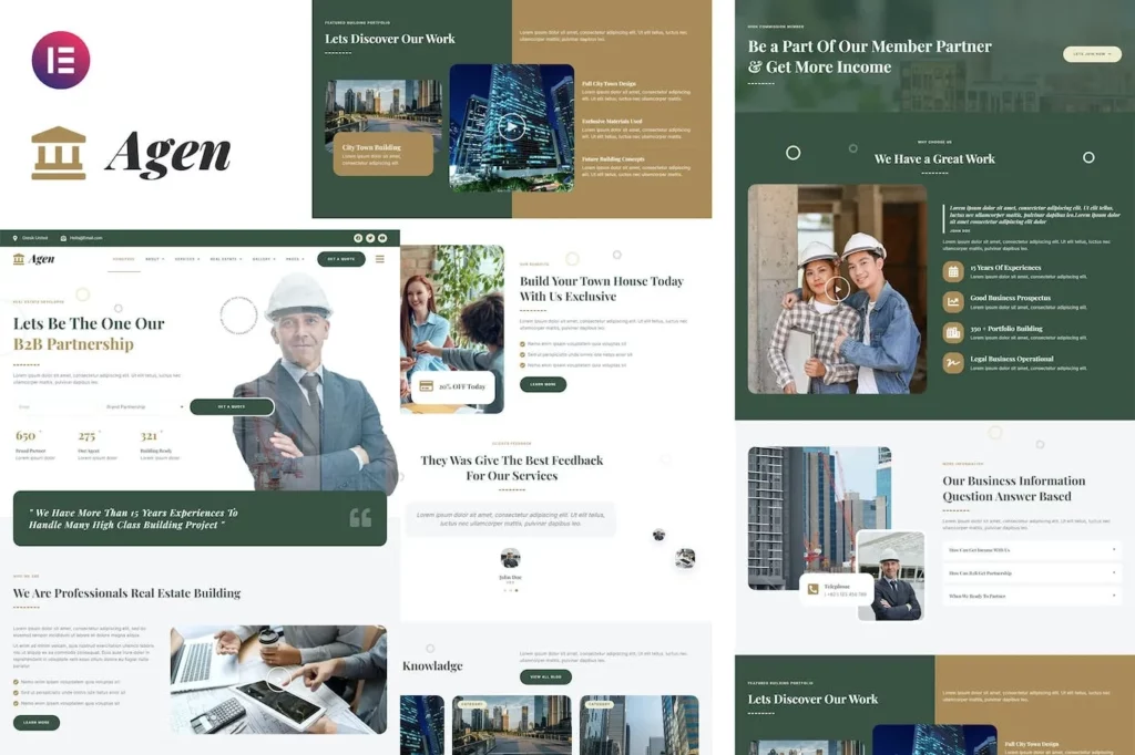 Agen – Real Estate &amp; Property Developer Elementor Template Kit