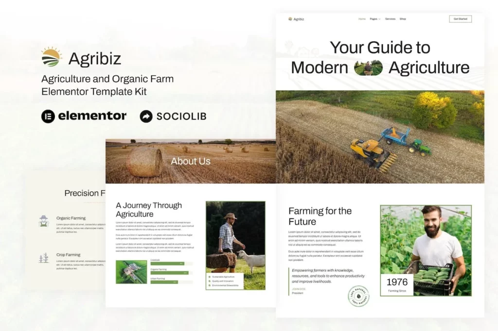 Agribiz – Agriculture &amp; Organic Farm Elementor Template Kit