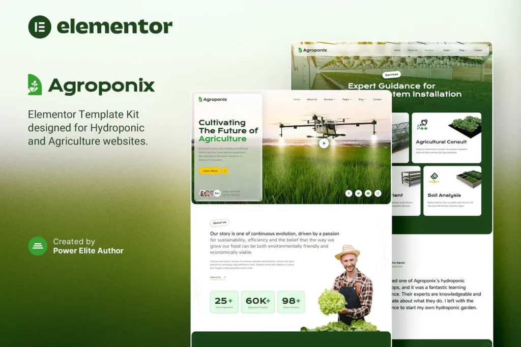 Agroponix – Hydroponic &amp; Agriculture Elementor Template Kit