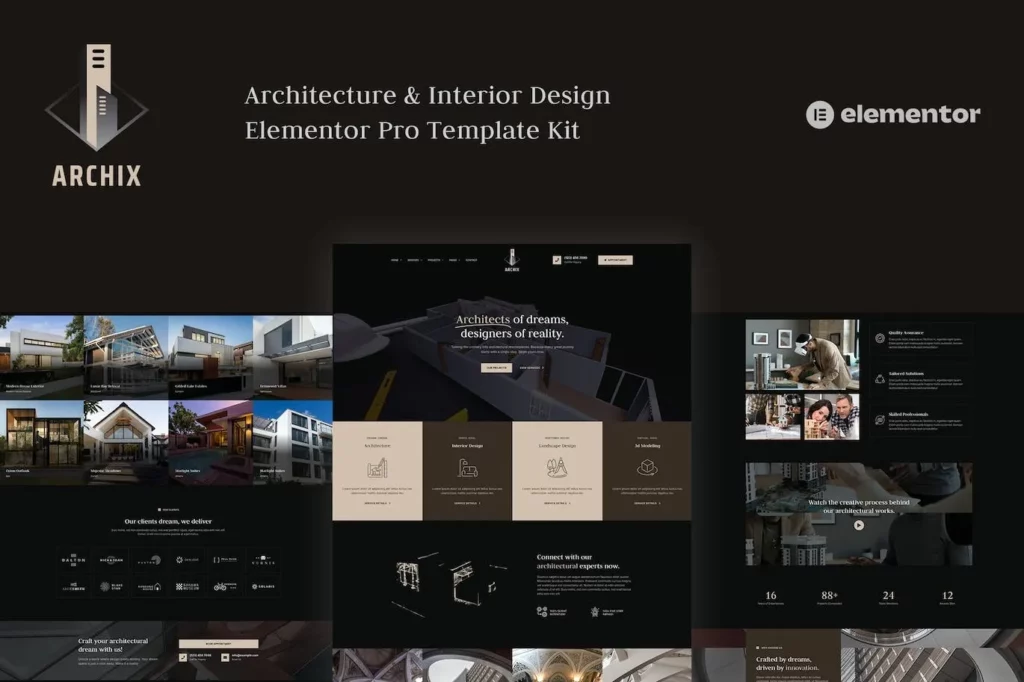Archix – Architecture &amp; Interior Design Elementor Pro Template Kit