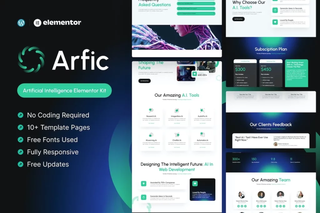 Arfic – Artificial Intelligence Elementor Pro Template Kit